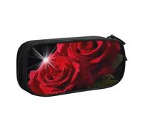 BNVSADC Red Roses Printed Pencil Case Large Pen Bag Cute Pencil Box Pouch Office School Stationery Organizer for Girls Boys, Black