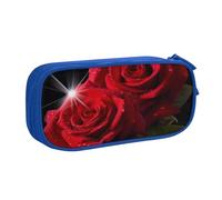 BNVSADC Red Roses Printed Pencil Case Large Pen Bag Cute Pencil Box Pouch Office School Stationery Organizer for Girls Boys, Blue