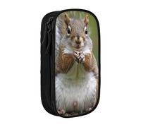BNVSADC Red Squirrel Printed Pencil Case for Girls Boys, Large Capacity Pencil Pouch Cute Pencil Box Adult Makeup Bag with 2 Compartments, Black