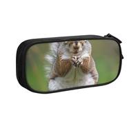 BNVSADC Red Squirrel Printed Pencil Case Large Pen Bag Cute Pencil Box Pouch Office School Stationery Organizer for Girls Boys, Black