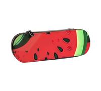 BNVSADC Red Watermelon Printed Leather Pencil Pen Case & Makeup Bag - Stylish Hard Shell Pencil Bag Stationery Organizer Pouch for School Office Travel