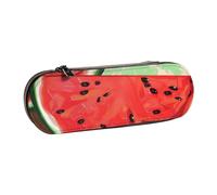 BNVSADC Red Watermelon Printed Leather Pencil Pen Case & Makeup Bag - Stylish Hard Shell Pencil Bag Stationery Organizer Pouch for School Office Travel