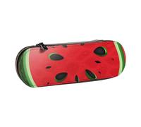 BNVSADC Red Watermelon Printed Leather Pencil Pen Case & Makeup Bag - Stylish Hard Shell Pencil Bag Stationery Organizer Pouch for School Office Travel