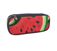 BNVSADC Red Watermelon Printed Leather Pencil Pen Case & Makeup Bag - Stylish Pencil Bag Stationery Organizer Pouch for School Office Travel