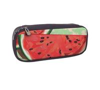 BNVSADC Red Watermelon Printed Leather Pencil Pen Case & Makeup Bag - Stylish Pencil Bag Stationery Organizer Pouch for School Office Travel