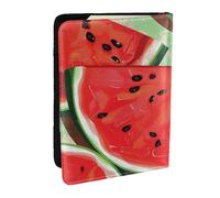 BNVSADC Red Watermelon Printed Passport Holder Travel PU Leather Passport Cover Case Organiser for Men Women, 6.5 inch