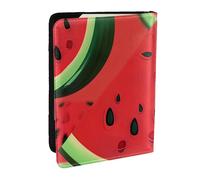 BNVSADC Red Watermelon Printed Passport Holder Travel PU Leather Passport Cover Case Organiser for Men Women, 6.5 inch