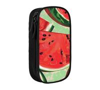 BNVSADC Red Watermelon Printed Pencil Case for Girls Boys, Large Capacity Pencil Pouch Cute Pencil Box Adult Makeup Bag with 2 Compartments, Black