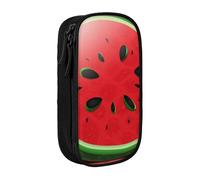 BNVSADC Red Watermelon Printed Pencil Case for Girls Boys, Large Capacity Pencil Pouch Cute Pencil Box Adult Makeup Bag with 2 Compartments, Black