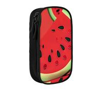 BNVSADC Red Watermelon Printed Pencil Case for Girls Boys, Large Capacity Pencil Pouch Cute Pencil Box Adult Makeup Bag with 2 Compartments, Black