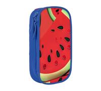 BNVSADC Red Watermelon Printed Pencil Case for Girls Boys, Large Capacity Pencil Pouch Cute Pencil Box Adult Makeup Bag with 2 Compartments, Blue