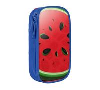 BNVSADC Red Watermelon Printed Pencil Case for Girls Boys, Large Capacity Pencil Pouch Cute Pencil Box Adult Makeup Bag with 2 Compartments, Blue