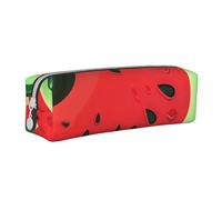 BNVSADC Red Watermelon Printed Pencil Case Leather Pencil Pouch Cute Stationery Pencil Pen Bag with Zipper for School Office Travel
