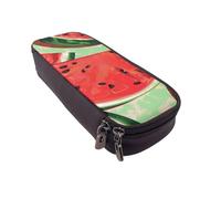 BNVSADC Red Watermelon Printed PU Leather Flip Pencil Case, Cute Pencil Box Pen Bag Stationery Organizer Makeup Bag for School Office Travel