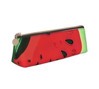BNVSADC Red Watermelon Printed Triangle Pencil Case Leather Pencil Pouch Cute Stationery Pencil Pen Bag for School Office Travel