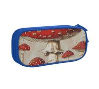 BNVSADC Red White Mushroom Printed Pencil Case Large Pen Bag Cute Pencil Box Pouch Office School Stationery Organizer for Girls Boys, Blue