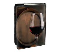 BNVSADC Red Wine Bottle Glass Printed Passport Holder Travel PU Leather Passport Cover Case Organiser for Men Women, 6.5 inch