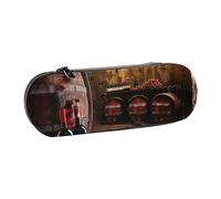 BNVSADC Red Wine Cellar Printed Leather Pencil Pen Case & Makeup Bag - Stylish Hard Shell Pencil Bag Stationery Organizer Pouch for School Office Travel