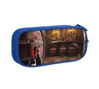 BNVSADC Red Wine Cellar Printed Pencil Case Large Pen Bag Cute Pencil Box Pouch Office School Stationery Organizer for Girls Boys, Blue
