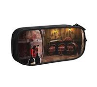 BNVSADC Red Wine Cellar Printed Pencil Case Large Pen Bag Cute Pencil Box Pouch Office School Stationery Organizer for Girls Boys, Black