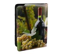 BNVSADC Red Wine Printed Passport Holder Travel PU Leather Passport Cover Case Organiser for Men Women, 6.5 inch