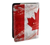 BNVSADC Retro Canada Flag Printed Passport Holder Travel PU Leather Passport Cover Case Organiser for Men Women, 6.5 inch