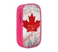 BNVSADC Retro Canada Flag Printed Pencil Case for Girls Boys, Large Capacity Pencil Pouch Cute Pencil Box Adult Makeup Bag with 2 Compartments, Pink