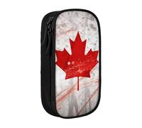 BNVSADC Retro Canada Flag Printed Pencil Case for Girls Boys, Large Capacity Pencil Pouch Cute Pencil Box Adult Makeup Bag with 2 Compartments, Black