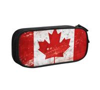 BNVSADC Retro Canada Flag Printed Pencil Case Large Pen Bag Cute Pencil Box Pouch Office School Stationery Organizer for Girls Boys, Black
