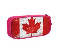 BNVSADC Retro Canada Flag Printed Pencil Case Large Pen Bag Cute Pencil Box Pouch Office School Stationery Organizer for Girls Boys, Pink
