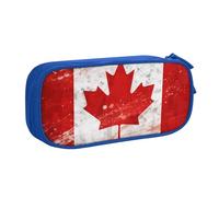 BNVSADC Retro Canada Flag Printed Pencil Case Large Pen Bag Cute Pencil Box Pouch Office School Stationery Organizer for Girls Boys, Blue