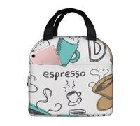BNVSADC Reusable Insulated Lunch Bag, Delicious Coffee Print Cool Lunch Tote Bag Picnic Bag for Office School Outdoors