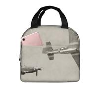 BNVSADC Reusable Insulated Lunch Bag, World War 2 Aircraft Airplane Pattern Print Cool Lunch Tote Bag Picnic Bag for Office School Outdoors