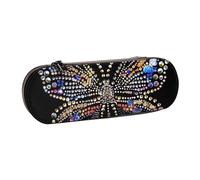 BNVSADC Rhinestone Butterfly Printed Leather Pencil Pen Case & Makeup Bag - Stylish Hard Shell Pencil Bag Stationery Organizer Pouch for School Office Travel