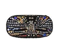 BNVSADC Rhinestone Butterfly Printed Pencil Case Cute Pencil Bag Pen Pouch Large Stationery Organizer Makeup Bag for Teen Boys Girls School Students Office