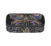 BNVSADC Rhinestone Butterfly Printed Pencil Case Cute Pencil Box Bag Pen Pouch Office School Stationery Organizer for School Travel Work