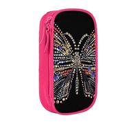 BNVSADC Rhinestone Butterfly Printed Pencil Case for Girls Boys, Large Capacity Pencil Pouch Cute Pencil Box Adult Makeup Bag with 2 Compartments, Pink