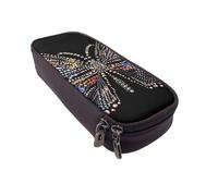 BNVSADC Rhinestone Butterfly Printed PU Leather Flip Pencil Case, Cute Pencil Box Pen Bag Stationery Organizer Makeup Bag for School Office Travel