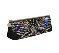 BNVSADC Rhinestone Butterfly Printed Triangle Pencil Case Leather Pencil Pouch Cute Stationery Pencil Pen Bag for School Office Travel