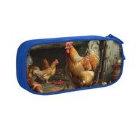 BNVSADC Roast Chicken Hen Farm Printed Pencil Case Large Pen Bag Cute Pencil Box Pouch Office School Stationery Organizer for Girls Boys, Blue