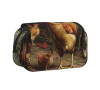 BNVSADC Roast Chicken Hen Farm Printed Print Flip Top Double Layer Pencil Case - Large Capacity School Supplies Organizer for Students, Kids, Teens, Artists, Travel & Office Use