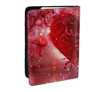 BNVSADC Romantic Flower Heart Printed Passport Holder Travel PU Leather Passport Cover Case Organiser for Men Women, 6.5 inch