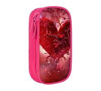 BNVSADC Romantic Valentine's Day Heart Printed Pencil Case for Girls Boys, Large Capacity Pencil Pouch Cute Pencil Box Adult Makeup Bag with 2 Compartments, Pink