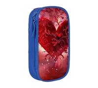 BNVSADC Romantic Valentine's Day Heart Printed Pencil Case for Girls Boys, Large Capacity Pencil Pouch Cute Pencil Box Adult Makeup Bag with 2 Compartments, Blue
