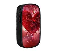 BNVSADC Romantic Valentine's Day Heart Printed Pencil Case for Girls Boys, Large Capacity Pencil Pouch Cute Pencil Box Adult Makeup Bag with 2 Compartments, Black