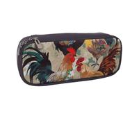 BNVSADC Rooster and Chicken Print Printed Leather Pencil Pen Case & Makeup Bag - Stylish Pencil Bag Stationery Organizer Pouch for School Office Travel