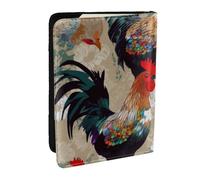 BNVSADC Rooster and Chicken Print Printed Passport Holder Travel PU Leather Passport Cover Case Organiser for Men Women, 6.5 inch