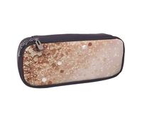 BNVSADC Rose Gold Glitter Printed Leather Pencil Pen Case & Makeup Bag - Stylish Pencil Bag Stationery Organizer Pouch for School Office Travel