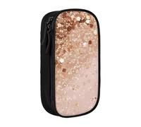 BNVSADC Rose Gold Glitter Printed Pencil Case for Girls Boys, Large Capacity Pencil Pouch Cute Pencil Box Adult Makeup Bag with 2 Compartments, Black