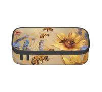BNVSADC Rural Honey Bees Wildflowers Printed Pencil Case Cute Pencil Box Bag Pen Pouch Office School Stationery Organizer for School Travel Work